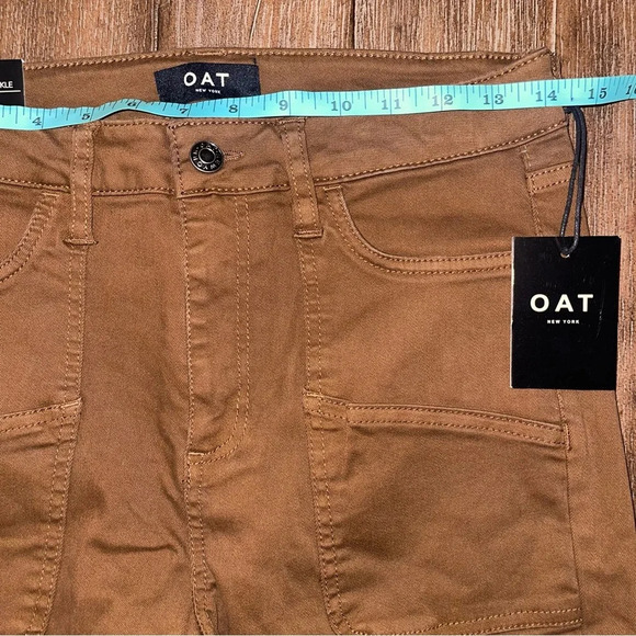 OAT NYC Utility High Rise Cargo Pocket Skinny Ankle Dark Brown Pant 24 - Picture 5 of 9